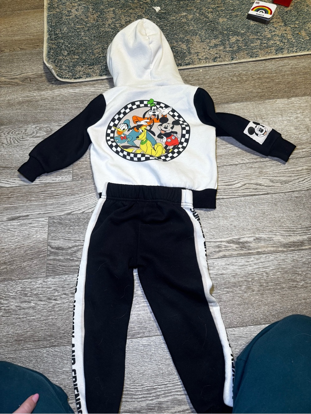 Disney Black, White and Tan Mickey & Friends Zip Hoodie & Jogger Set 3T - Picture 2 of 9
